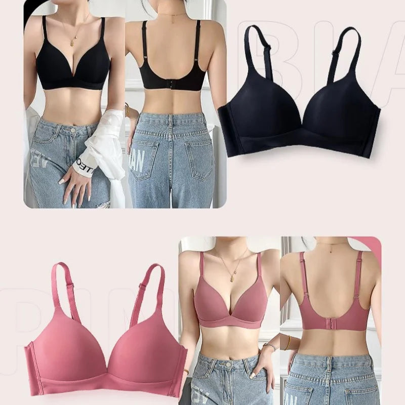 Deep V-Neck Push-Up Bralette – Seamless Wireless Comfort Bra