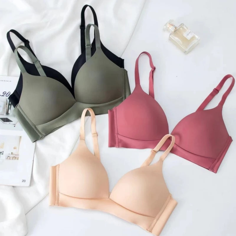 Deep V-Neck Push-Up Bralette – Seamless Wireless Comfort Bra