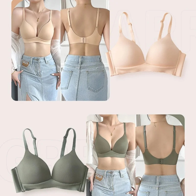 Deep V-Neck Push-Up Bralette – Seamless Wireless Comfort Bra